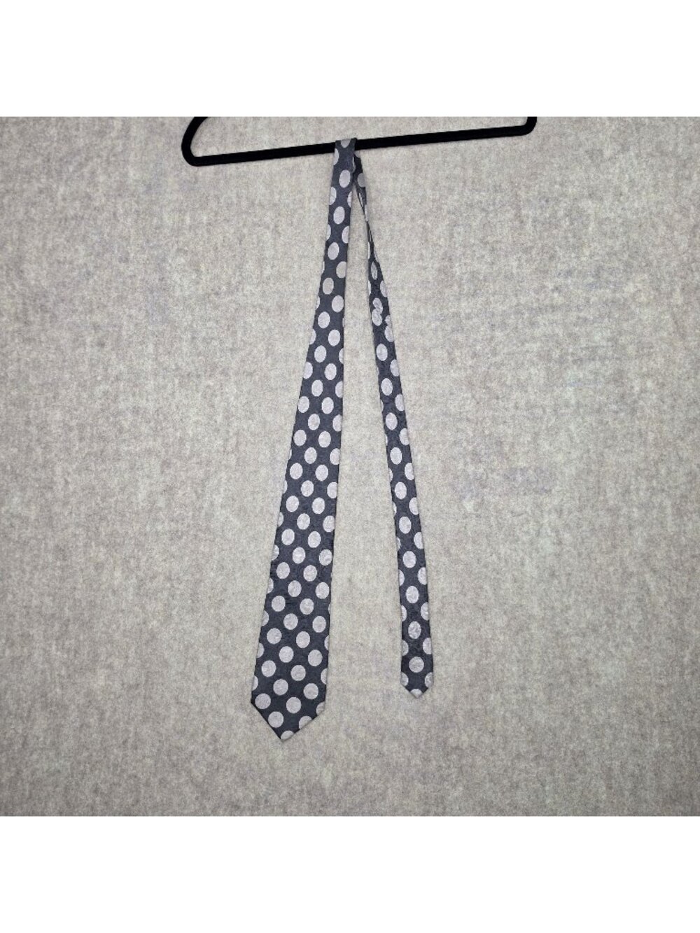Lazo Mens Polka Dot Silk Gray Patterned Tie Made In Italy Elegant Accessory